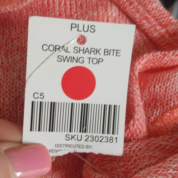 Just Be... NWT coral shark bite swing tank top,, active wear tank, 2X - Picture 6 of 7